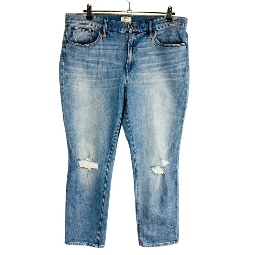 J. Crew Womans Sz‎ 32/14 Slim Broken In Boyfriend Jeans Stretch Pockets Blue